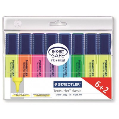 ESTUCHE 6+2 MARCADORES FLUORESCENTES TEXTSURFER CLASSIC 1-5MM. SURTIDOS STAEDTLER 364 A WP8 (Espera 4 dias)